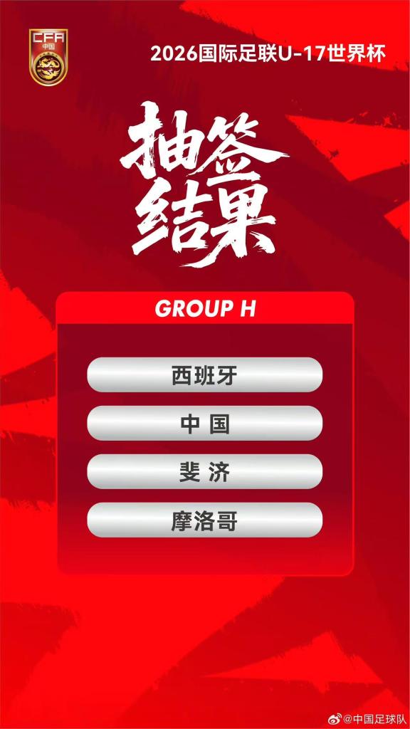 乐鱼体育官方网站-U17男足世界杯抽签：中国与西班牙、摩洛哥、斐济同组